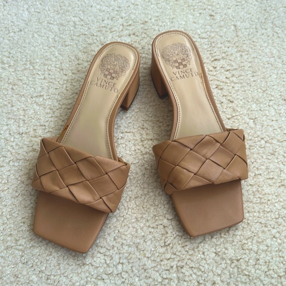 Vince Camuto Block Heel Square Toe Slides - Picture 1 of 4